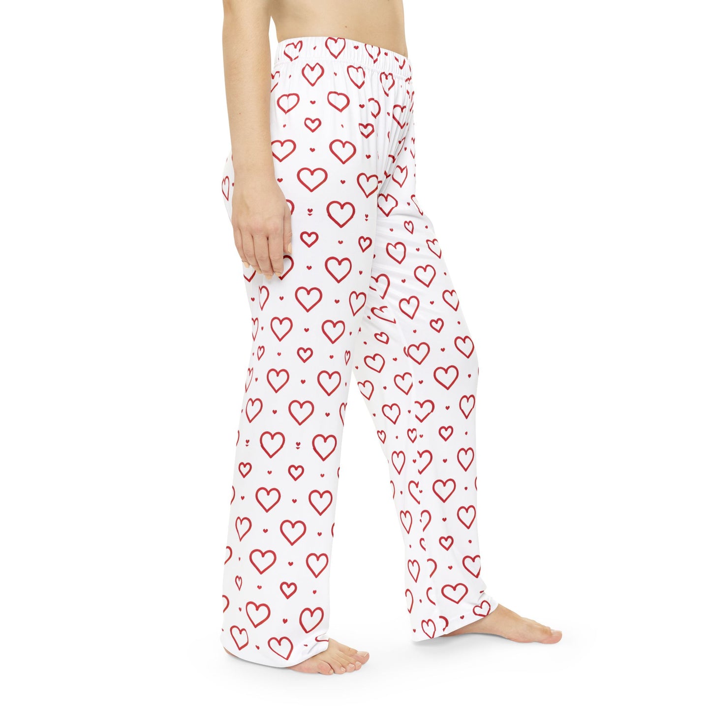 Red Hearts Print Women's Pajama Pants