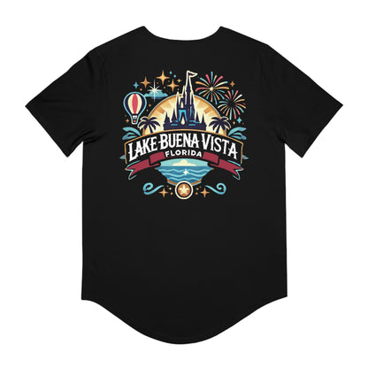 Adventurous Lake Buena Vista Men's Jersey Curved Hem Tee