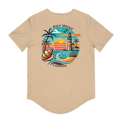 Vibrant Key West Men's Jersey Curved Hem Tee