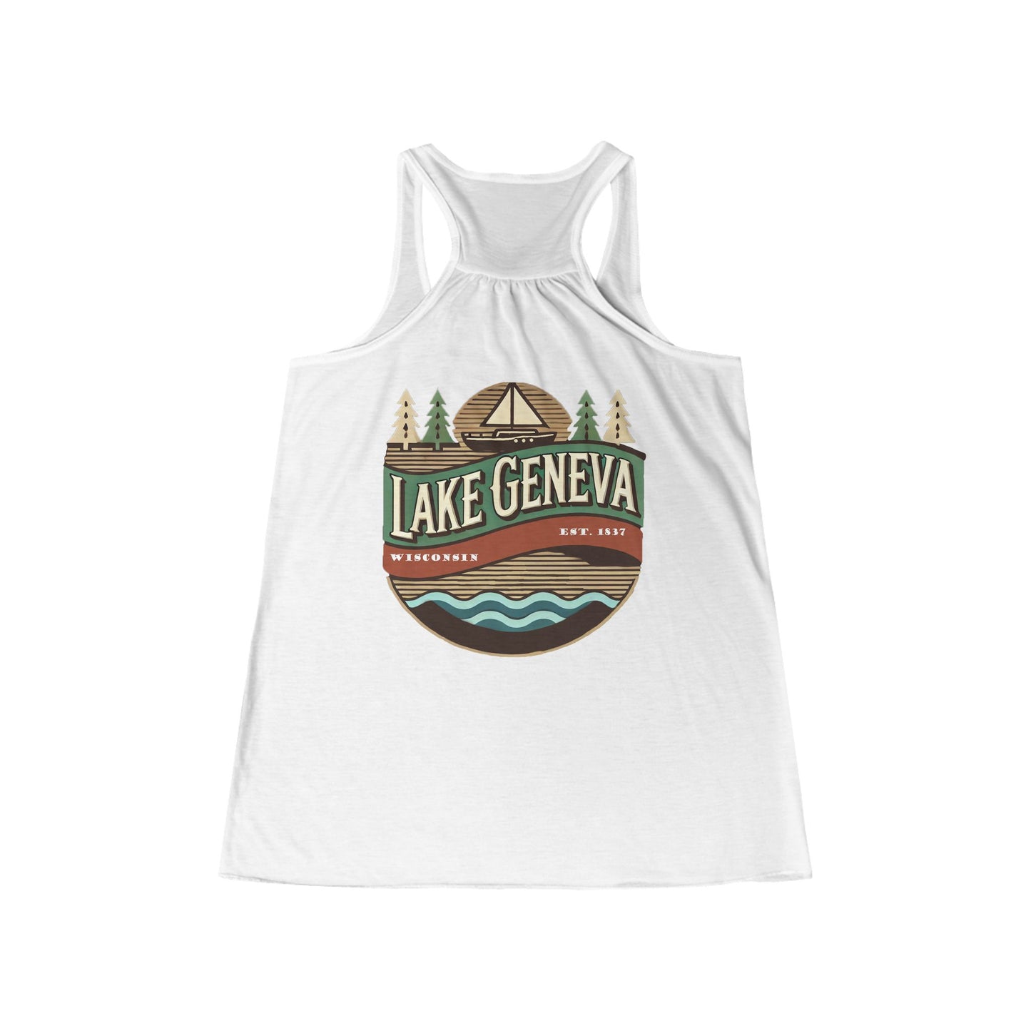 Retro Lake Geneva Women's Flowy Racerback Tank