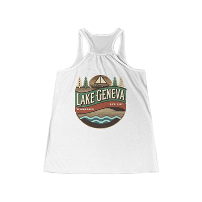 Retro Lake Geneva Women's Flowy Racerback Tank