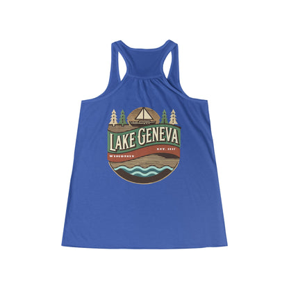 Retro Lake Geneva Women's Flowy Racerback Tank