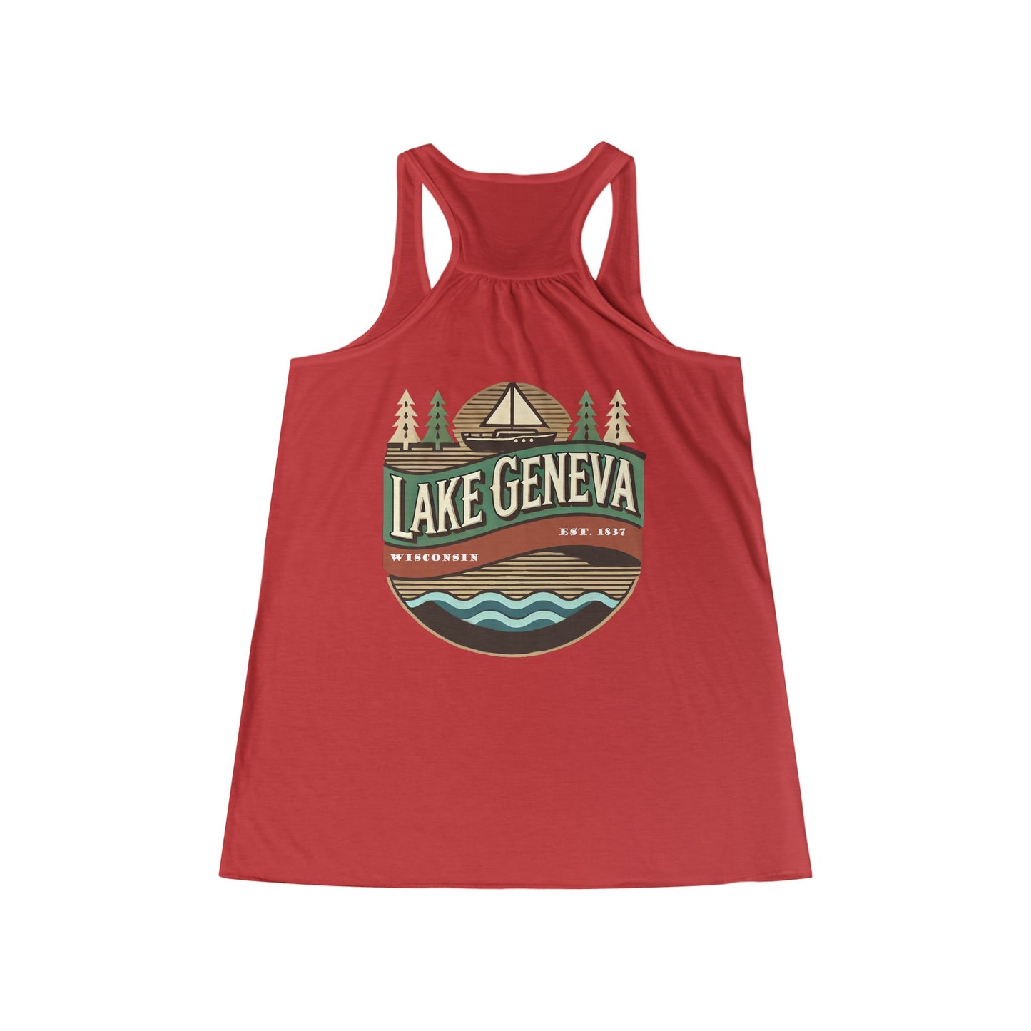 Retro Lake Geneva Women's Flowy Racerback Tank