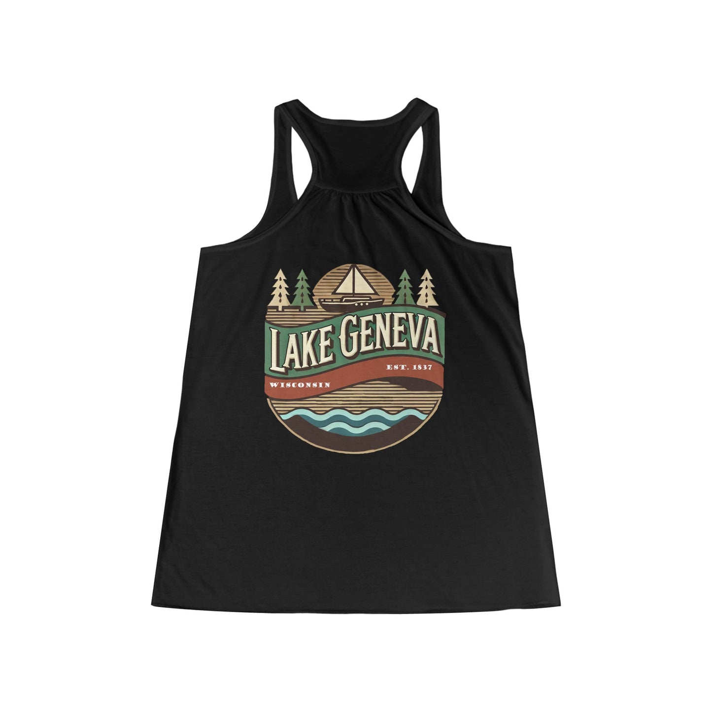 Retro Lake Geneva Women's Flowy Racerback Tank