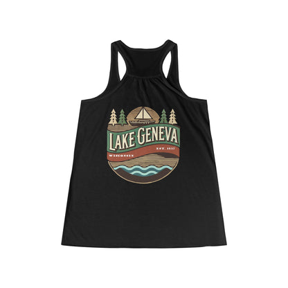 Retro Lake Geneva Women's Flowy Racerback Tank