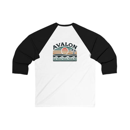 Retro Avalon Sunset Men's 3/4 Sleeve Baseball Tee