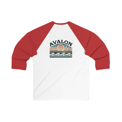 Retro Avalon Sunset Men's 3/4 Sleeve Baseball Tee