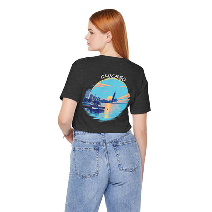 Retro Chicago Sunset Unisex Jersey Short Sleeve Tee