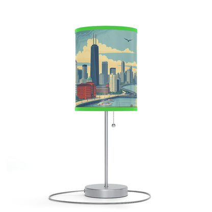 Retro Chicago Skyline Lamp on a Stand