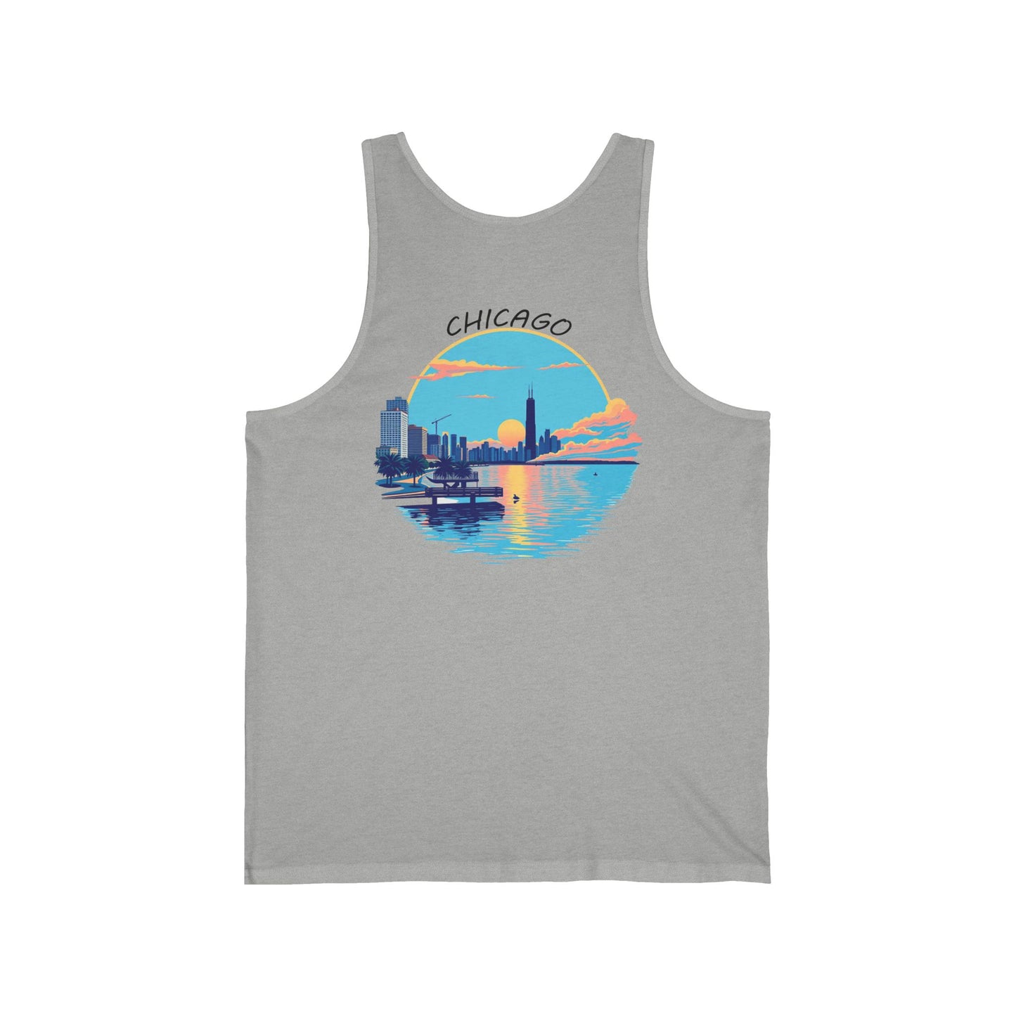 Retro Chicago Sunset Unisex Jersey Tank