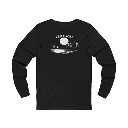 Mystery Noir Chicago Skyline Sunset Unisex Jersey Long Sleeve Tee