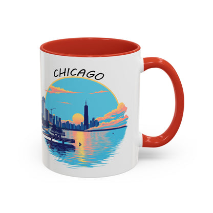 Retro Chicago Sunset Accent Coffee Mug