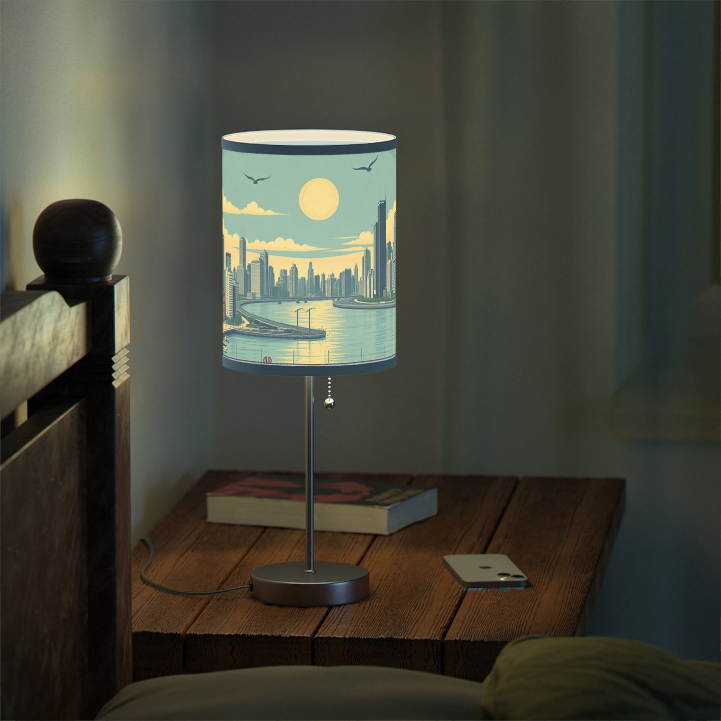Retro Chicago Skyline Lamp on a Stand