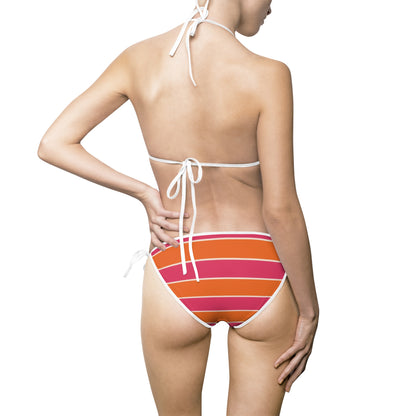 Sunset Stripes Print Two-Piece Bikini Set