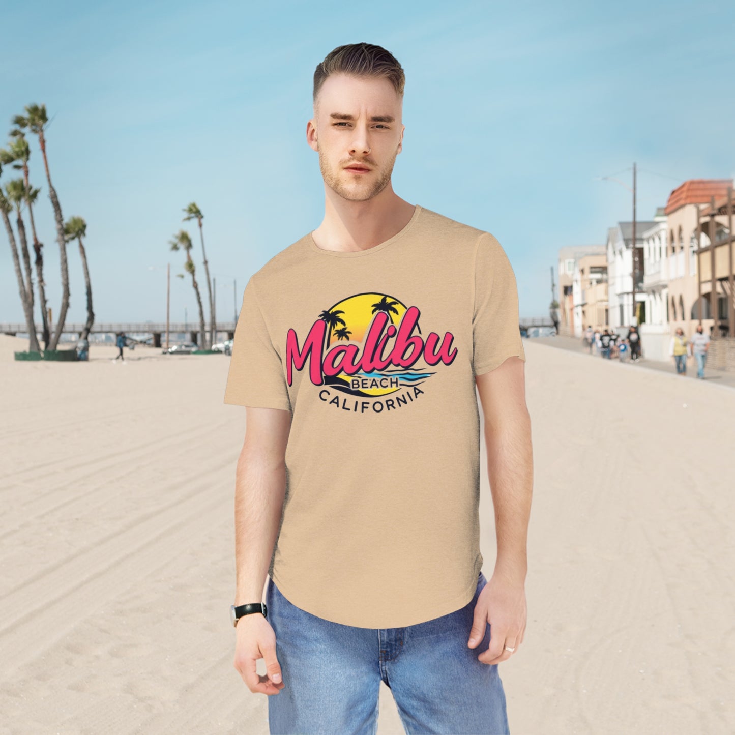 Retro Malibu Men's Jersey Curved Hem Tee