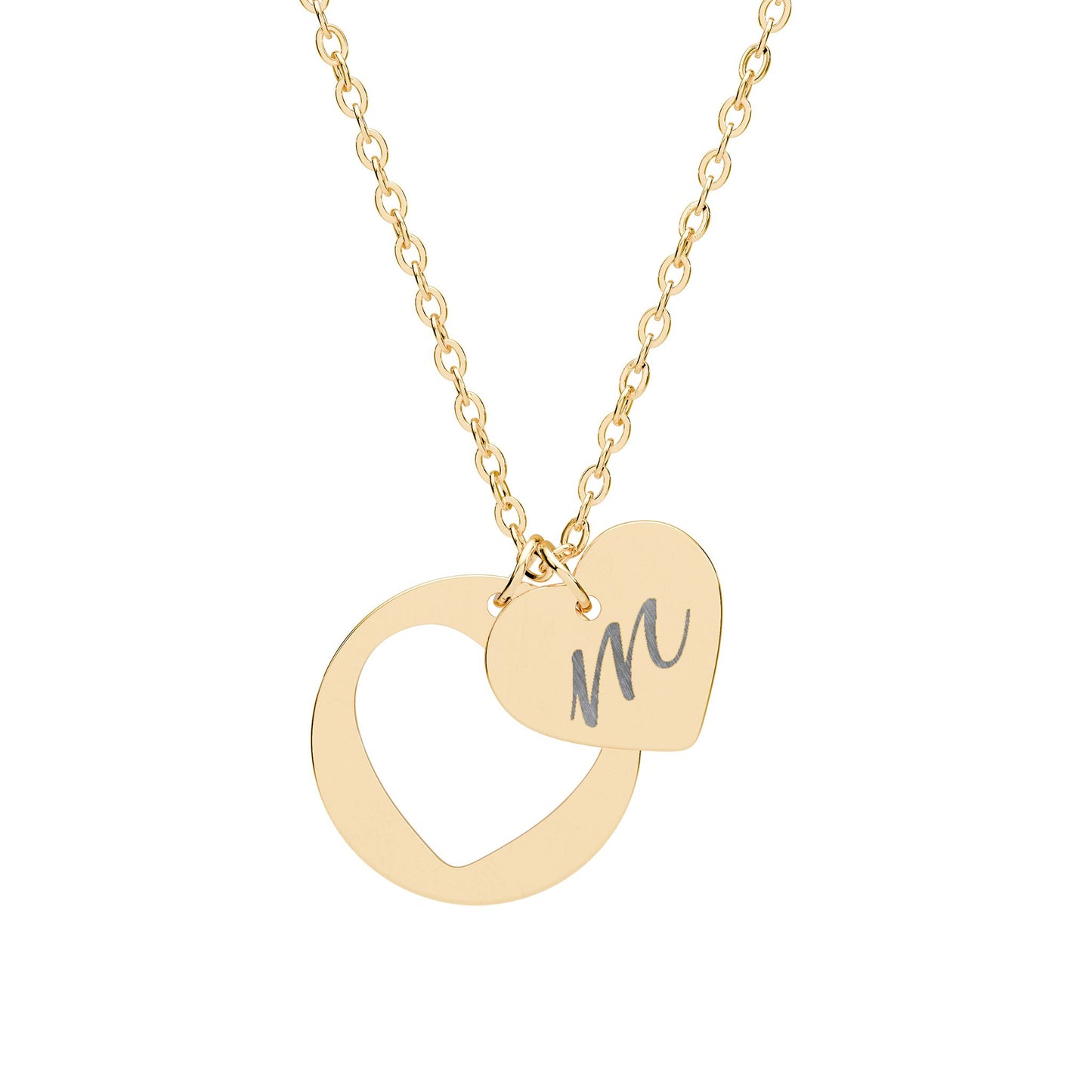 Sweetheart Initial 'm' — Engraved Heart Cutout Necklace