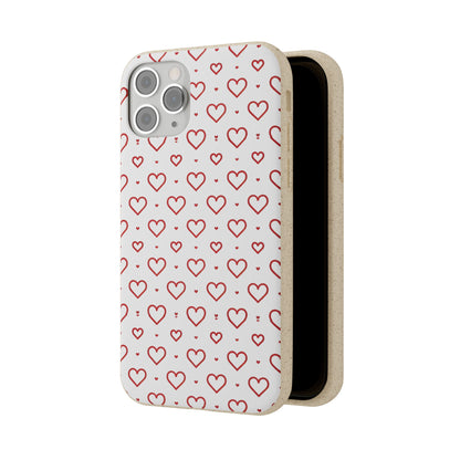 Red Hearts Print MagSafe Biodegradable Phone Case