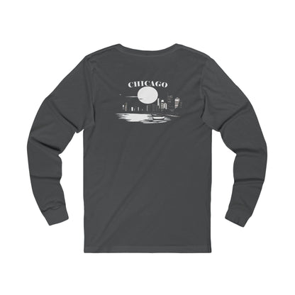 Mystery Noir Chicago Skyline Sunset Unisex Jersey Long Sleeve Tee