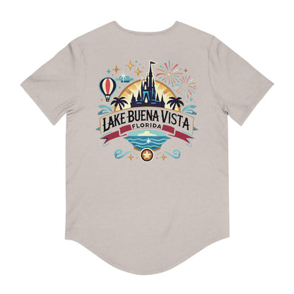 Adventurous Lake Buena Vista Men's Jersey Curved Hem Tee