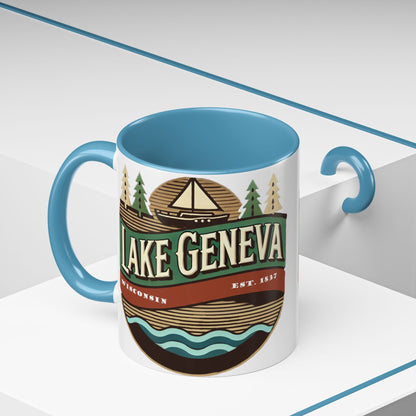 Retro Lake Geneva Accent Coffee Mug