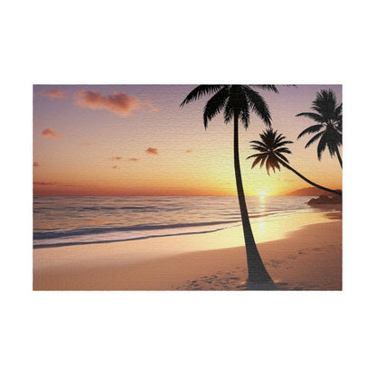 Tropical Beach at Sunset Jigsaw Puzzle