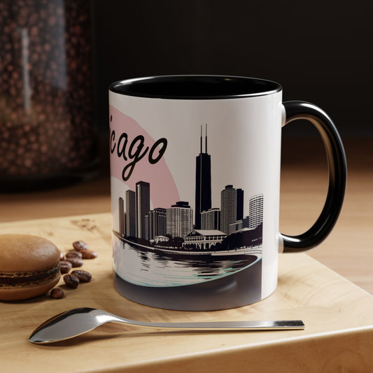 Elegant Chicago Skyline Accent Coffee Mug