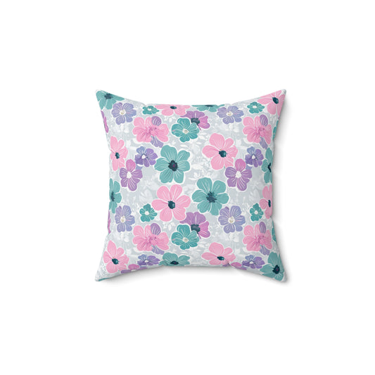 Pastel Floral Print Throw Pillow