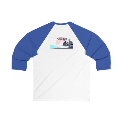 Elegant Chicago Skyline Men's 3/4 Sleeve Baseball Tee
