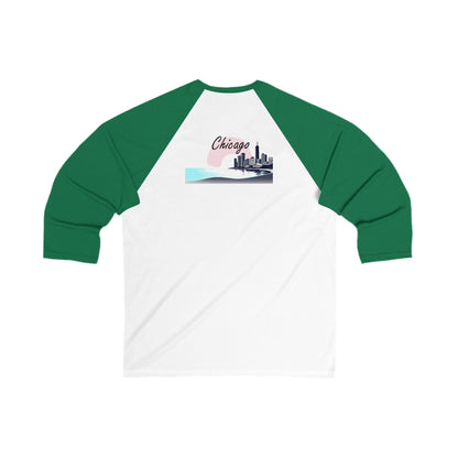 Elegant Chicago Skyline Men's 3/4 Sleeve Baseball Tee
