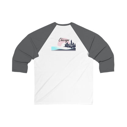 Elegant Chicago Skyline Men's 3/4 Sleeve Baseball Tee