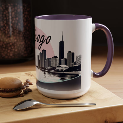 Elegant Chicago Skyline Accent Coffee Mug