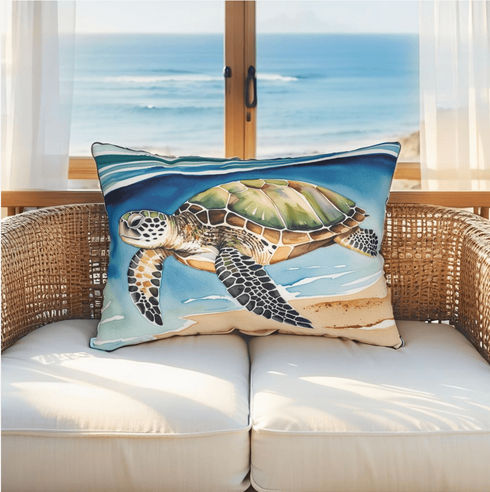 Turtle Coastal Throw Pillow