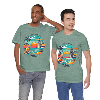 Vibrant Key West Jersey Short Sleeve Tee