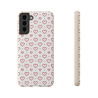 Red Hearts Print MagSafe Biodegradable Phone Case