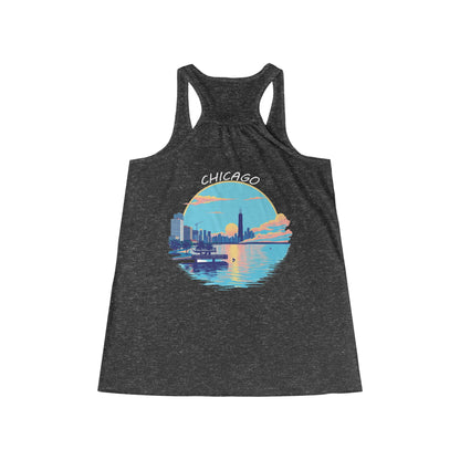 Retro Chicago Sunset Women's Flowy Racerback Tank