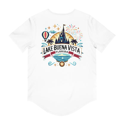 Adventurous Lake Buena Vista Men's Jersey Curved Hem Tee