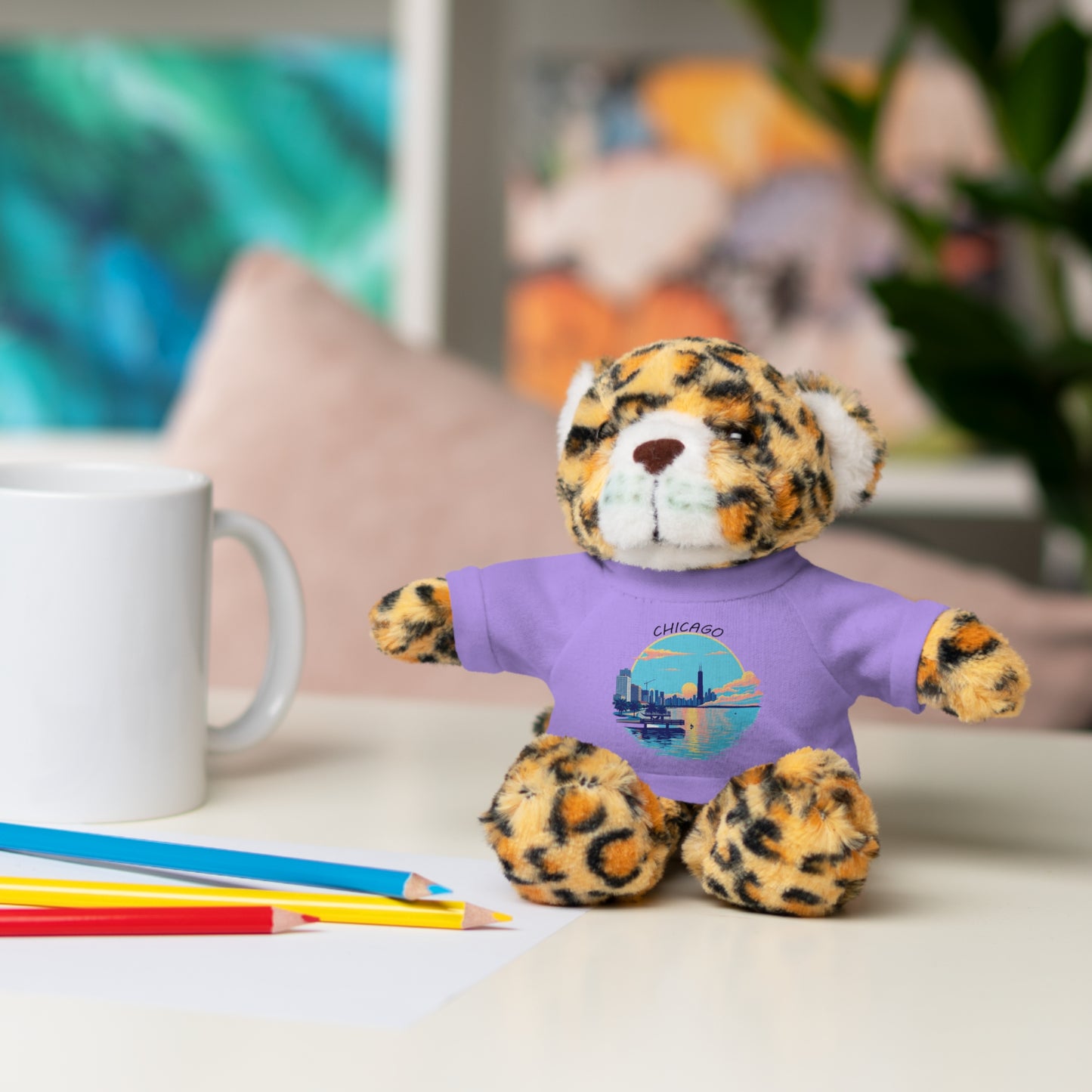 Retro Chicago Sunset Stuffed Animals with Tee