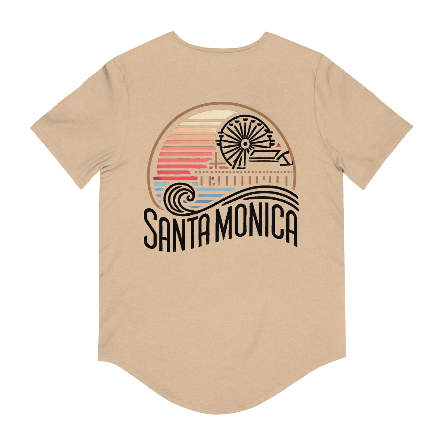 Vibrant Santa Monica Men's Jersey Curved Hem Tee
