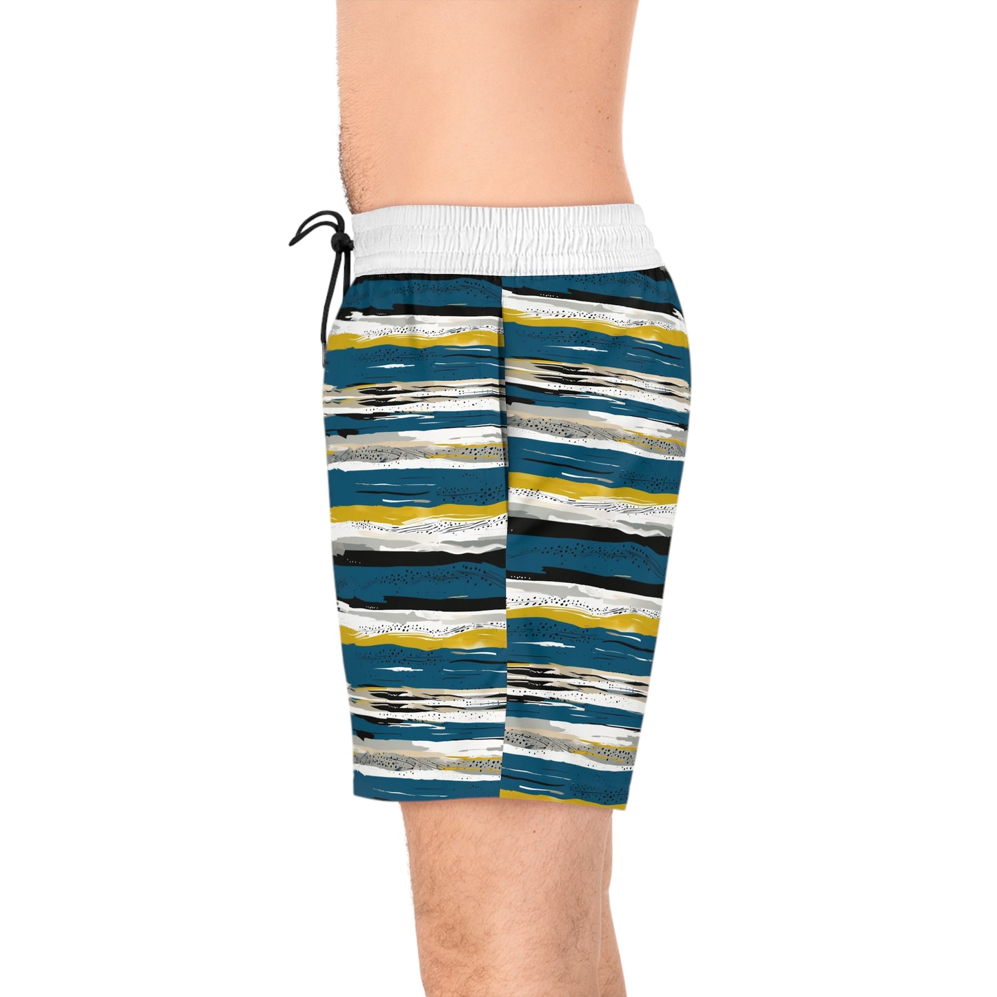 Striped Coastal Design Men's Mid-Length Swim Shorts