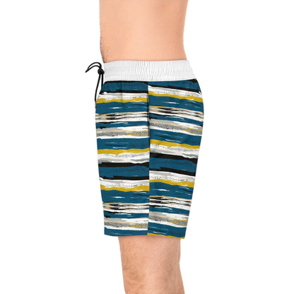 Striped Coastal Design Men's Mid-Length Swim Shorts