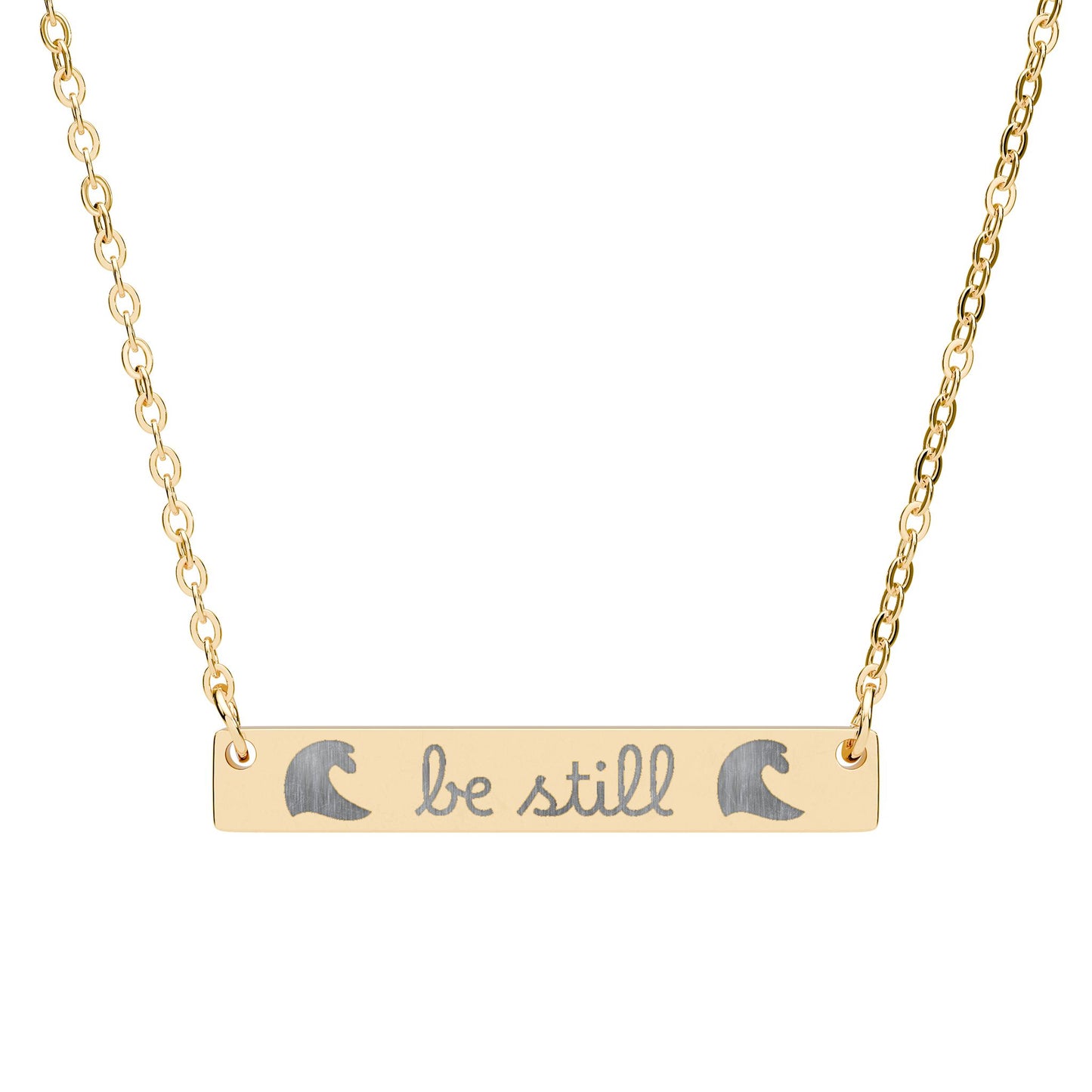 Be Still — Engraved Bar Necklace