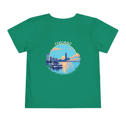 Retro Chicago Sunset Unisex Toddler Short Sleeve Tee
