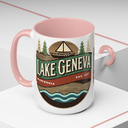 Retro Lake Geneva Accent Coffee Mug