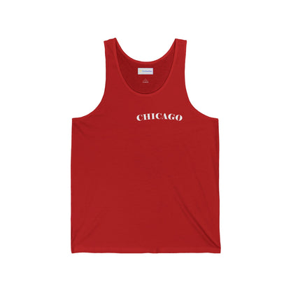 Mystery Noir Chicago Skyline Sunset Unisex Jersey Tank