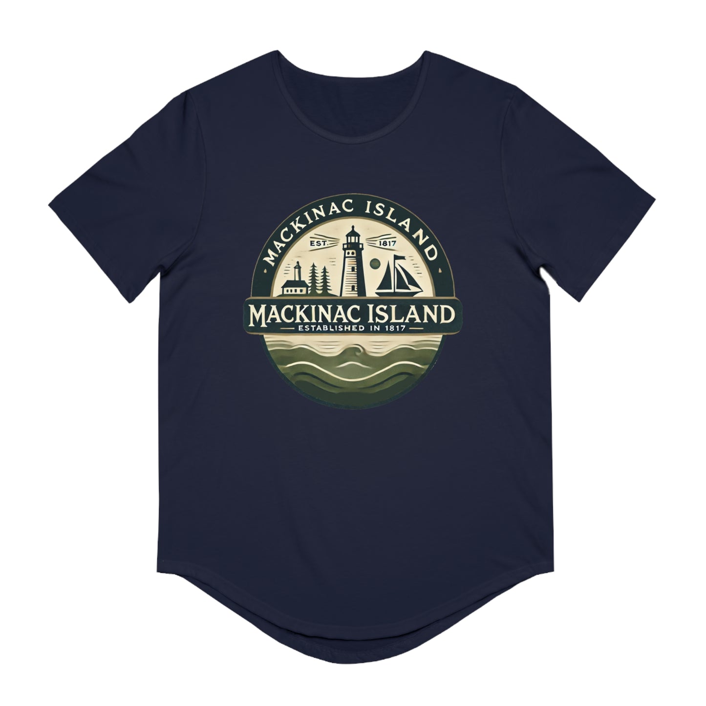 Vintage Mackinac Island Men's Jersey Curved Hem Tee