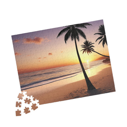 Tropical Beach at Sunset Jigsaw Puzzle