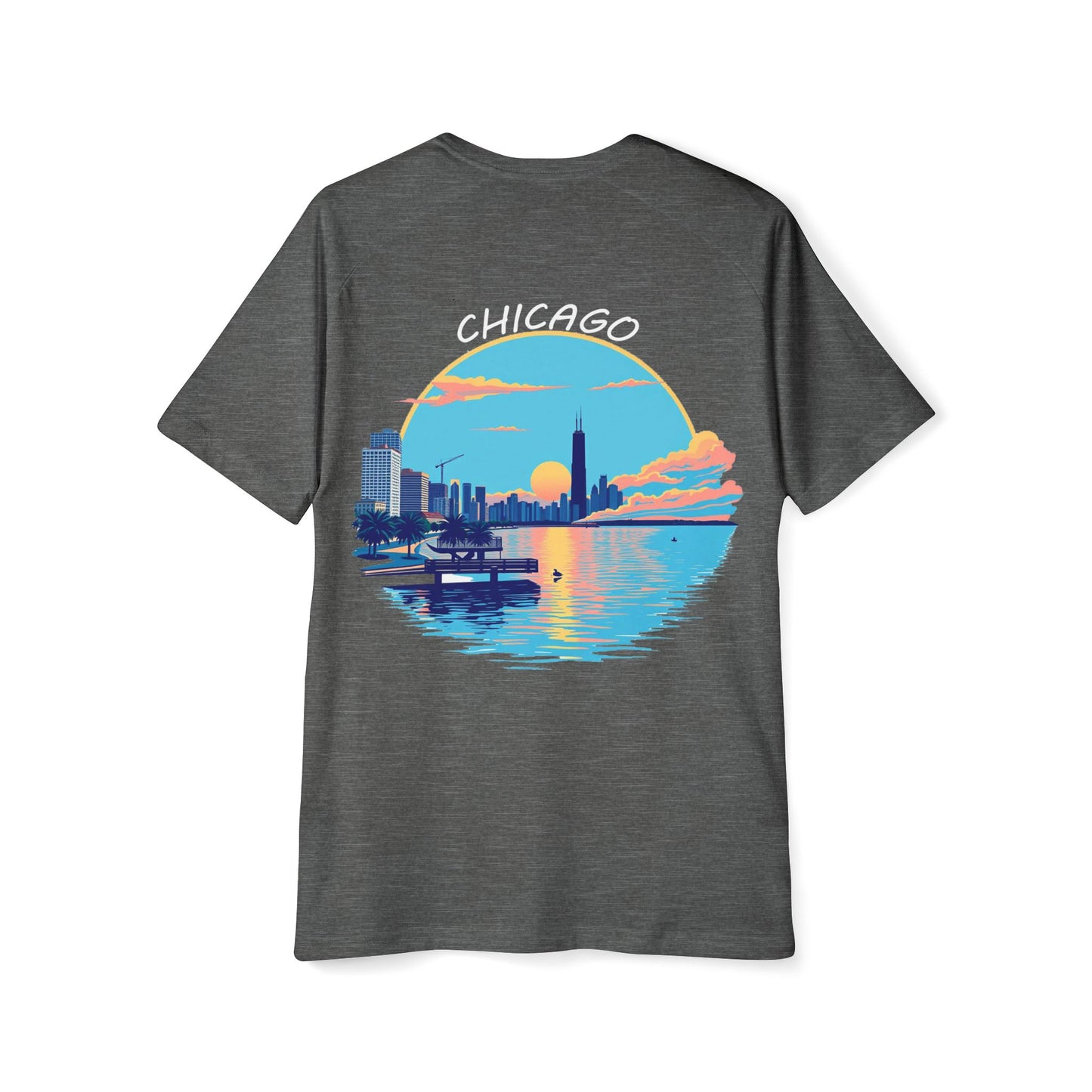 Retro Chicago Sunset Men's Raglan T-Shirt