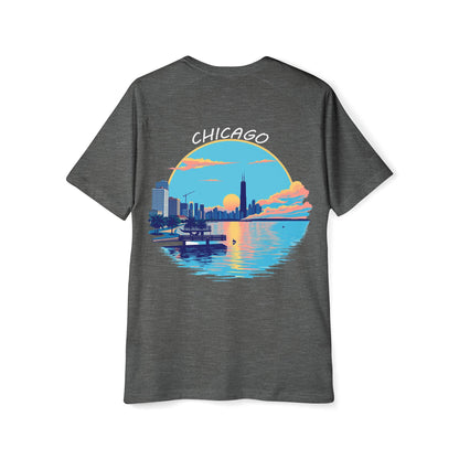 Retro Chicago Sunset Men's Raglan T-Shirt