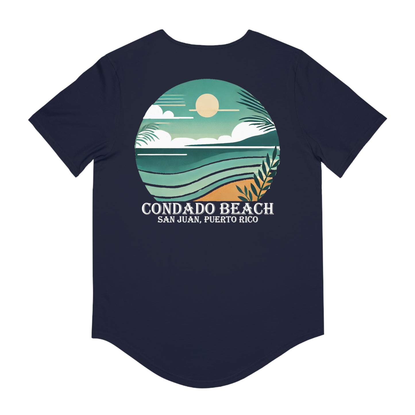Coastal Vibes Condado Beach Men's Jersey Curved Hem Tee