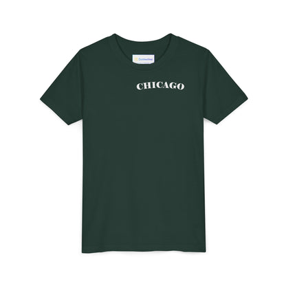 Mystery Noir Chicago Skyline Sunset Unisex Youth Short Sleeve Tee